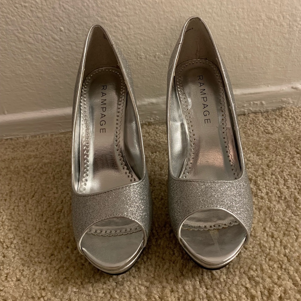 Silver sparkly heels